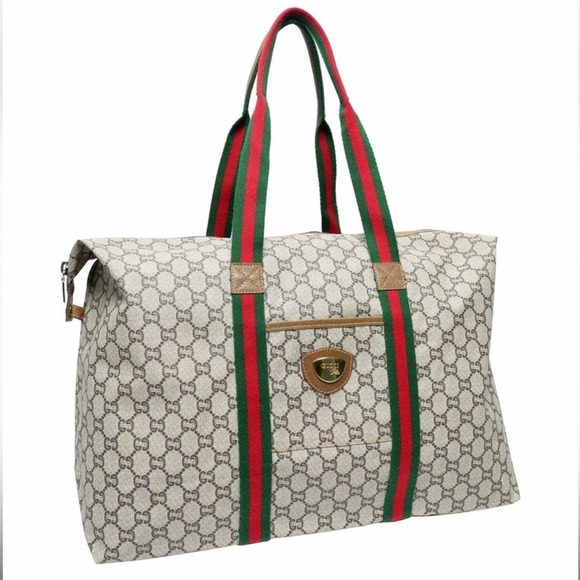 Gucci Handbags - GUCCI GG PLUS WEEKENDER EXTRA LARGE TOTE Sherry Line FIOCCHI Italy Vintage EC